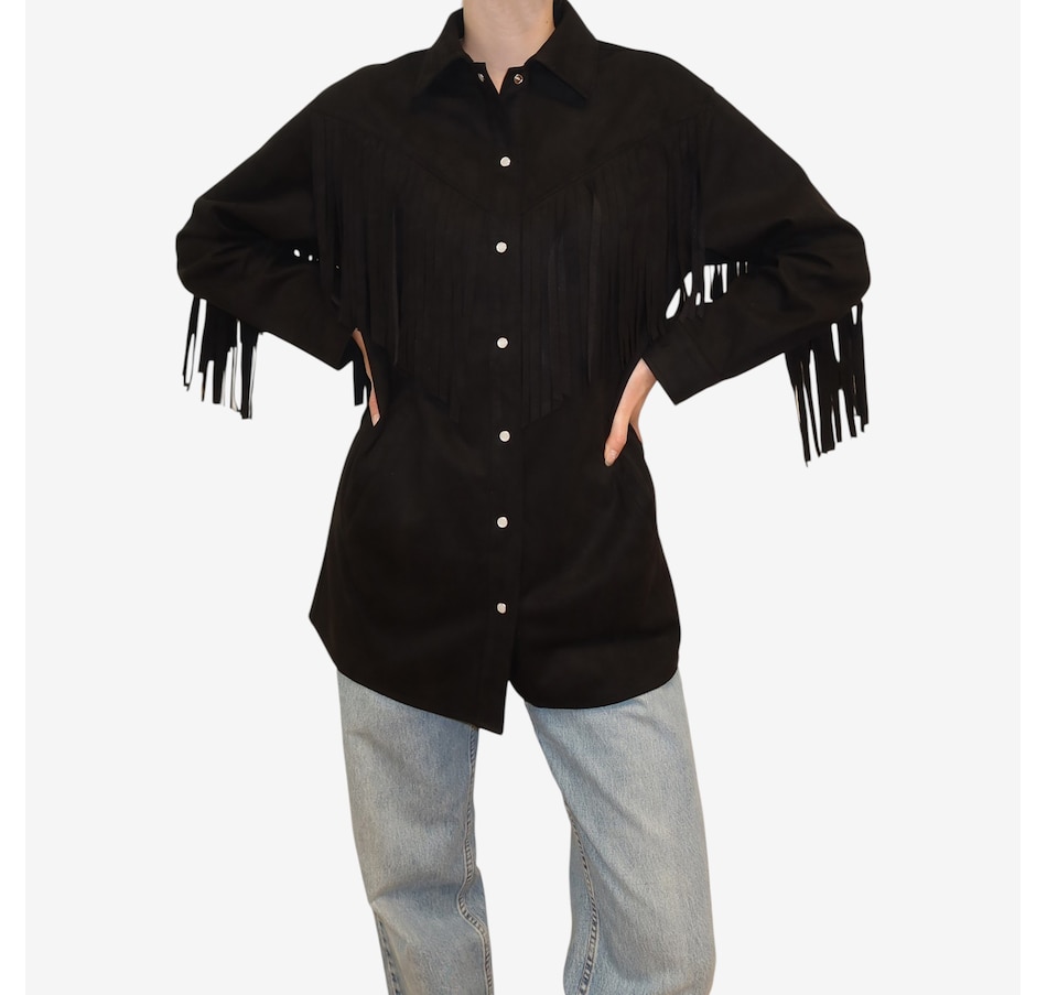 Image 121532_ALTMORE1.jpg, Product 121-532 / Price $190.00, Brunette The Label Shania Faux Suede Jacket with Fringe from Brunette The Label on TSC.ca's Fashion department