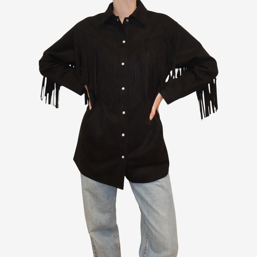 Image 121532_ALTMORE1.jpg, Product 121-532 / Price $119.88, Brunette The Label Shania Faux Suede Jacket with Fringe from Brunette The Label on TSC.ca's Fashion department