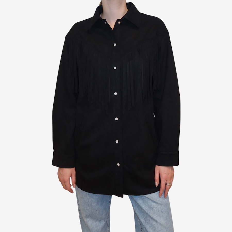 Image 121532_BLK.jpg, Product 121-532 / Price $119.88, Brunette The Label Shania Faux Suede Jacket with Fringe from Brunette The Label on TSC.ca's Fashion department