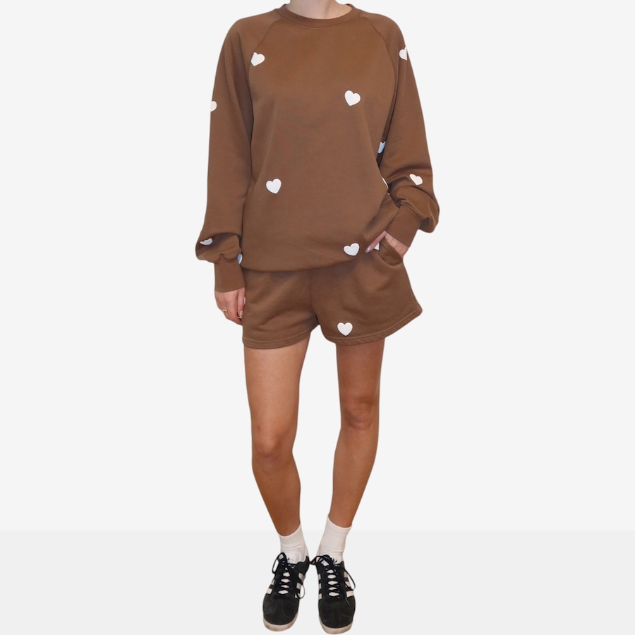 Image 121542_BRN.jpg, Product 121-542 / Price $88.00, Brunette The Label All Over Heart Little Sister Short from Brunette The Label on TSC.ca's Fashion department