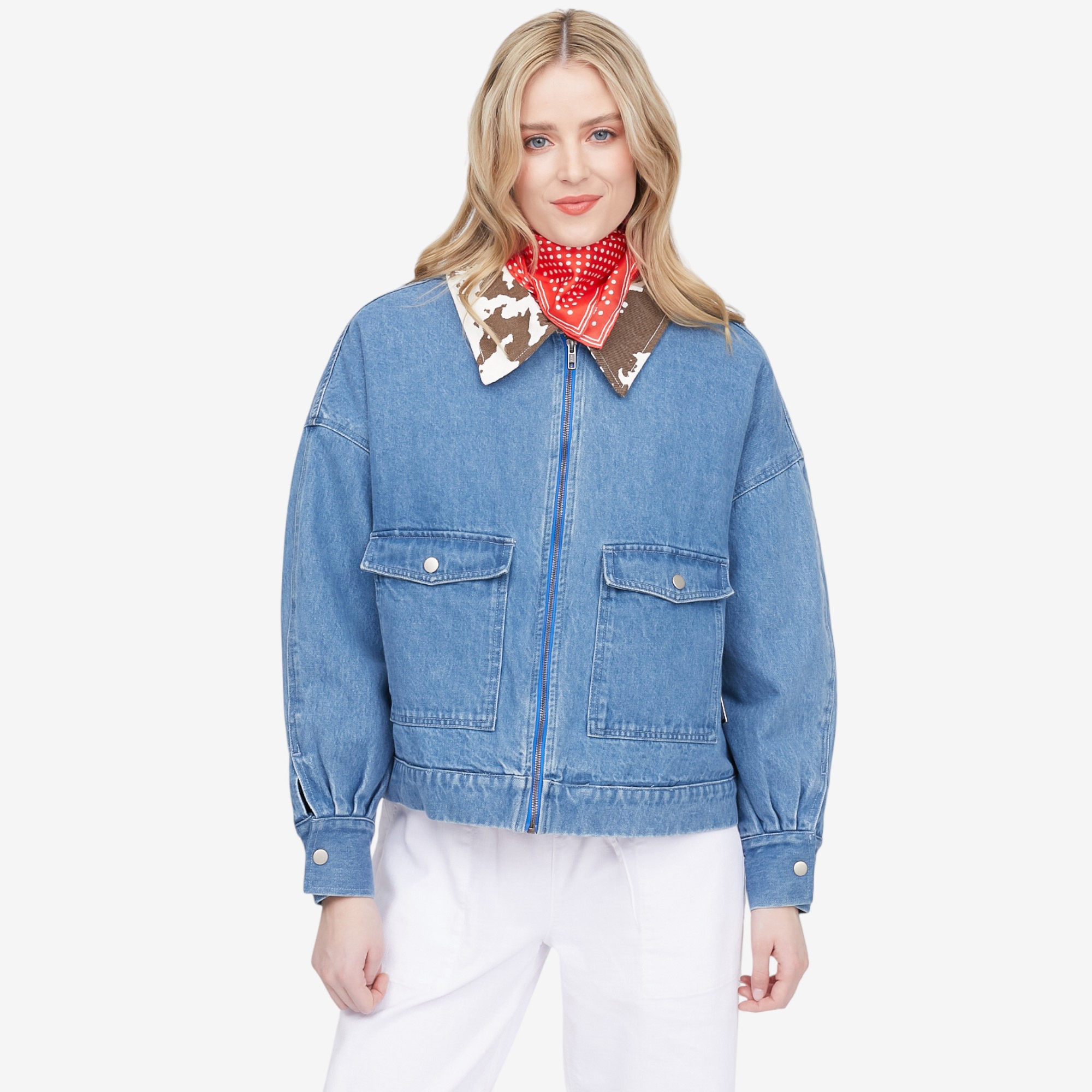 Brunette The Label Cow Collar Denim Boxy Jacket - TSC.ca