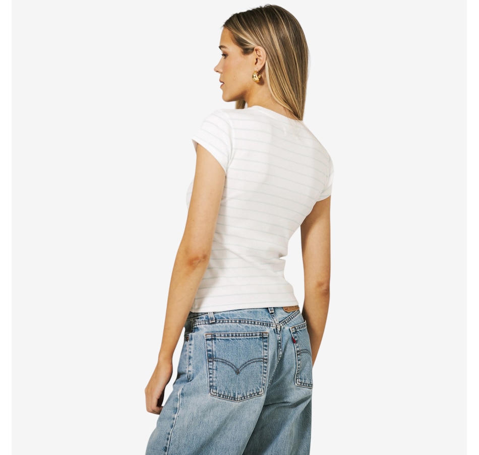 Image 121552_ALTMORE1.jpg, Product 121-552 / Price $77.00, Brunette The Label Ribbed Cap Sleeve Tee from Brunette The Label on TSC.ca's Fashion department