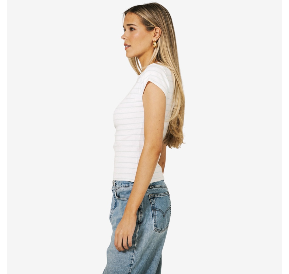 Image 121552_ALTMORE2.jpg, Product 121-552 / Price $77.00, Brunette The Label Ribbed Cap Sleeve Tee from Brunette The Label on TSC.ca's Fashion department