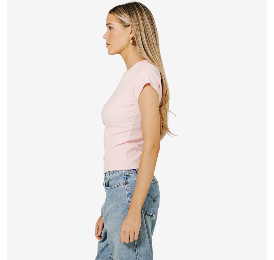 Image 121552_ALTMORE3.jpg, Product 121-552 / Price $77.00, Brunette The Label Ribbed Cap Sleeve Tee from Brunette The Label on TSC.ca's Fashion department