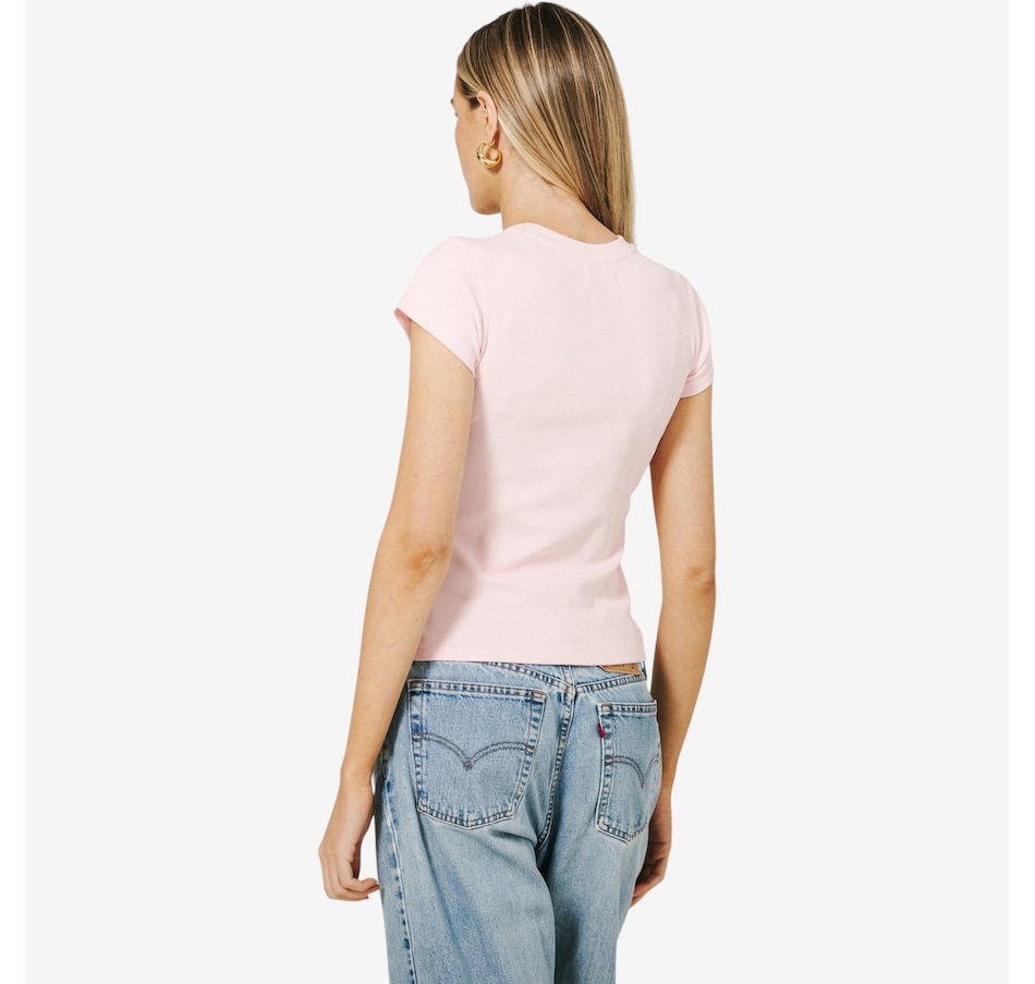 Image 121552_ALTMORE4.jpg, Product 121-552 / Price $77.00, Brunette The Label Ribbed Cap Sleeve Tee from Brunette The Label on TSC.ca's Fashion department