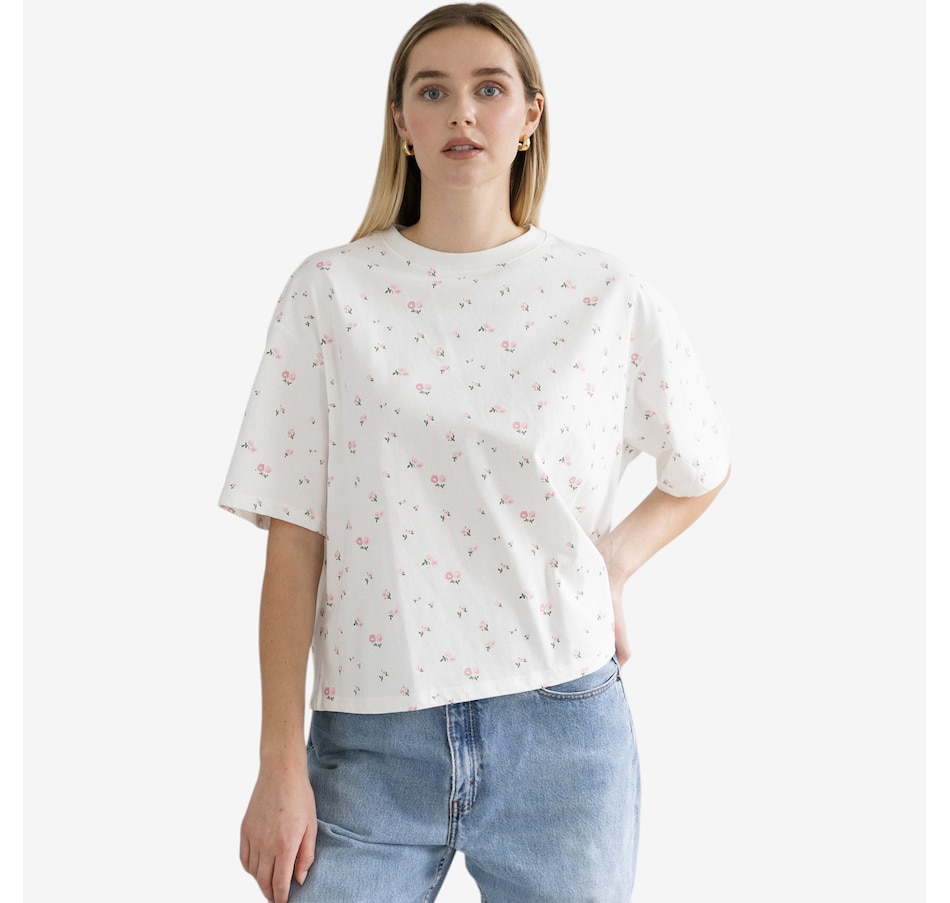 Image 121559_CRM.jpg, Product 121-559 / Price $89.00, Brunette The Label Floral Boxy Tee from Brunette The Label on TSC.ca's Fashion department