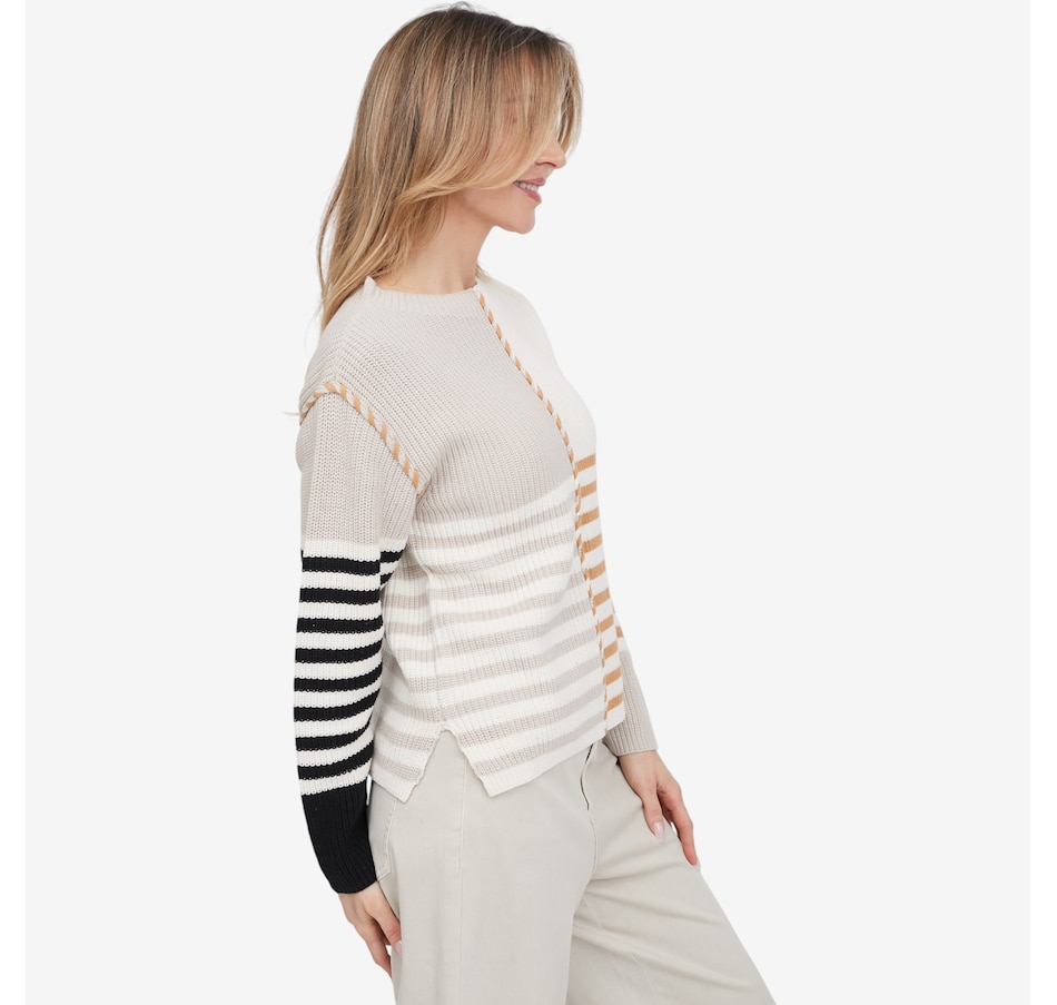 Image 121680_ALTMORE1.jpg, Product 121-680 / Price $89.00, claudia ev Multi-Stripe Textured Boat Neck Sweater from claudia ev on TSC.ca's Fashion department