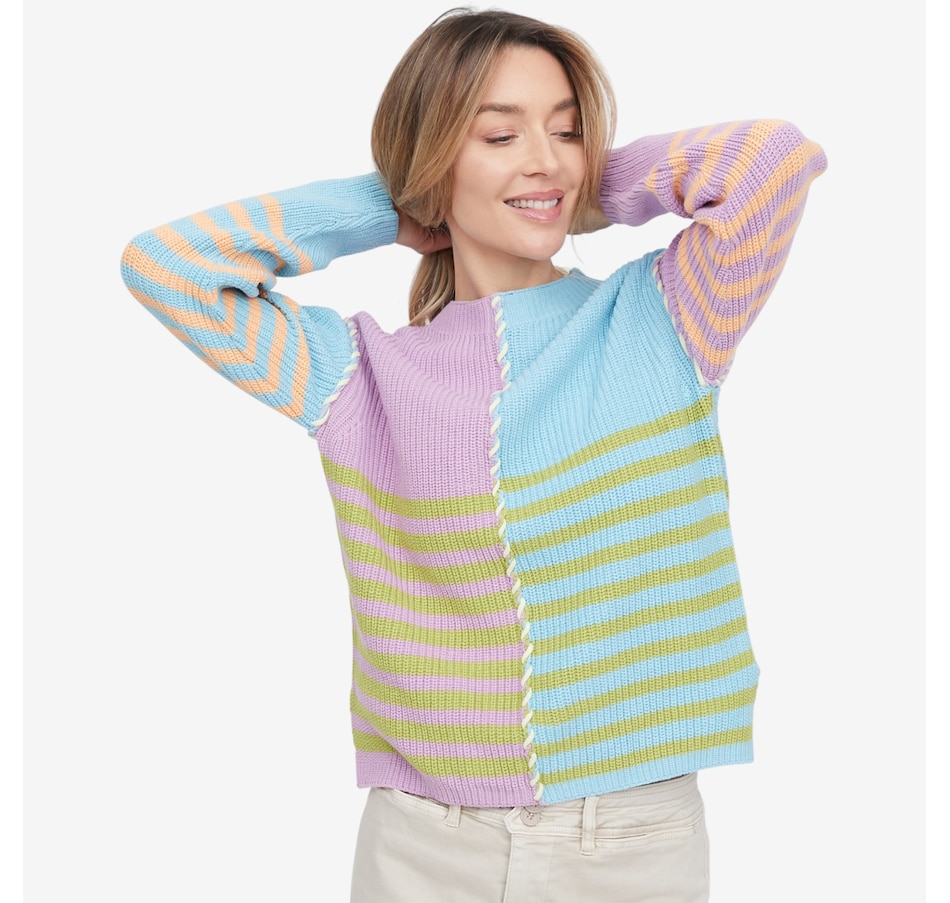 Image 121680_ALTMORE2.jpg, Product 121-680 / Price $89.00, claudia ev Multi-Stripe Textured Boat Neck Sweater from claudia ev on TSC.ca's Fashion department