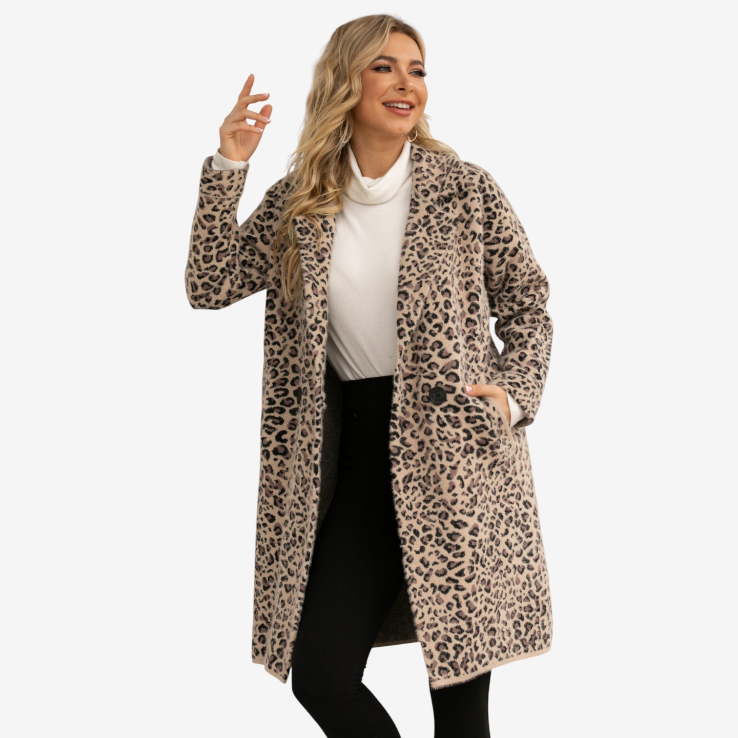 Orange Fashion Village Leopard Print Long Coat - TSC.ca