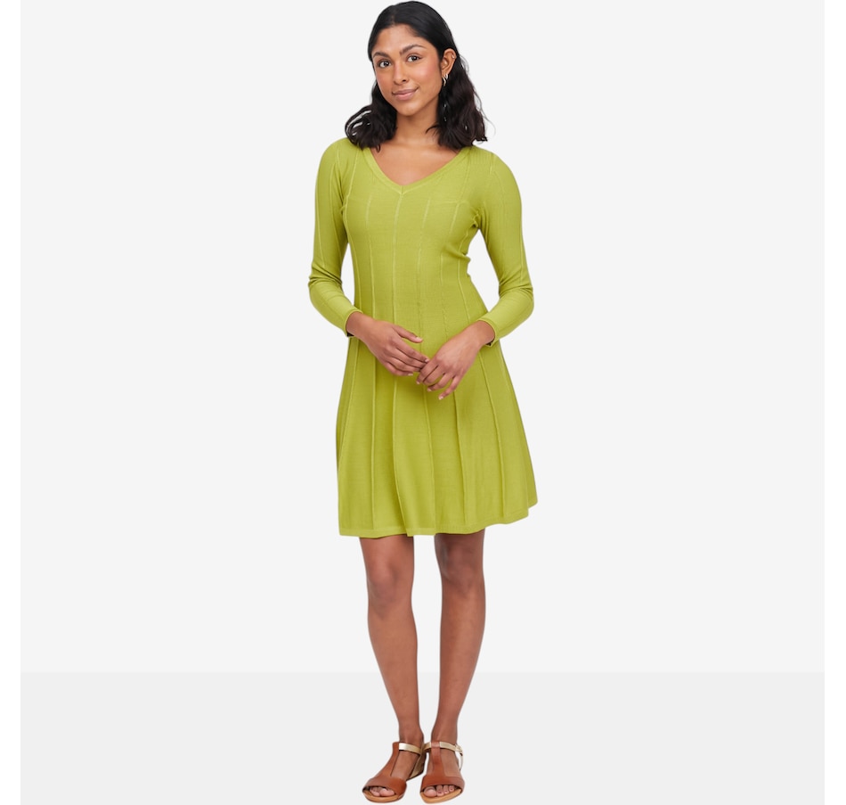 Image 121693_OLI.jpg, Product 121-693 / Price $69.99, Nina Leonard V-Neck A-Line Sweater Dress from Nina Leonard on TSC.ca's Fashion department