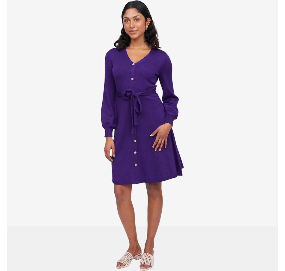 Image 121695_VIOIO.jpg, Product 121-695 / Price $69.99, Nina Leonard Button Front Sweater Dress from Nina Leonard on TSC.ca's Fashion department
