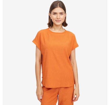 Kim &amp; Co. Stretch Crinkle Knit Short Dolman Sleeve Top with Button Detail