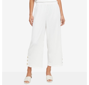 Kim &amp; Co. Stretch Crinkle Knit Cropped Pant with Button Detail