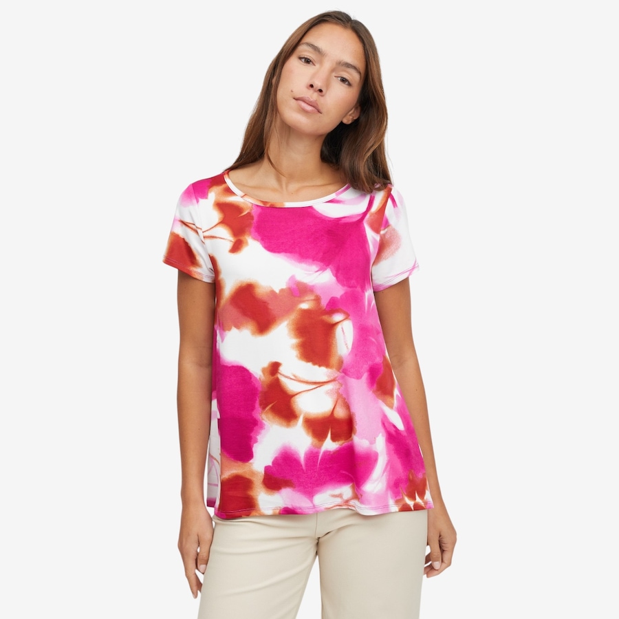 Kim & Co. Printed Brazil Knit Short Sleeve Hi-Low Top - TSC.ca