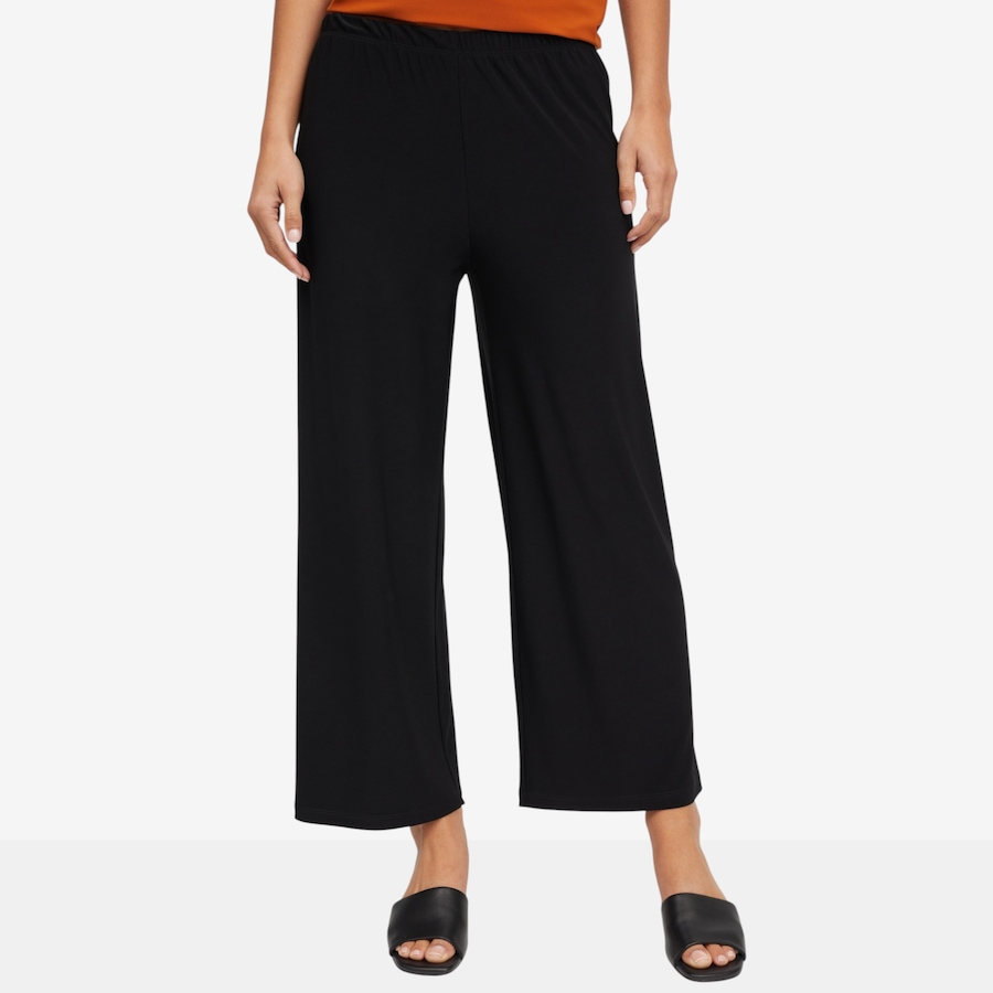 Image 121754_BLK.jpg, Product 121-754 / Price $49.88, Kim & Co. Border Print Brazil Knit Jersey Straight Leg Ankle Length Trouser from Kim & Co. on TSC.ca's Fashion department