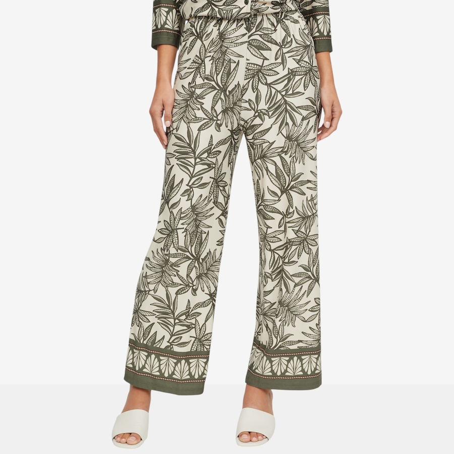 Image 121754_SMU.jpg, Product 121-754 / Price $49.88, Kim & Co. Border Print Brazil Knit Jersey Straight Leg Ankle Length Trouser from Kim & Co. on TSC.ca's Fashion department