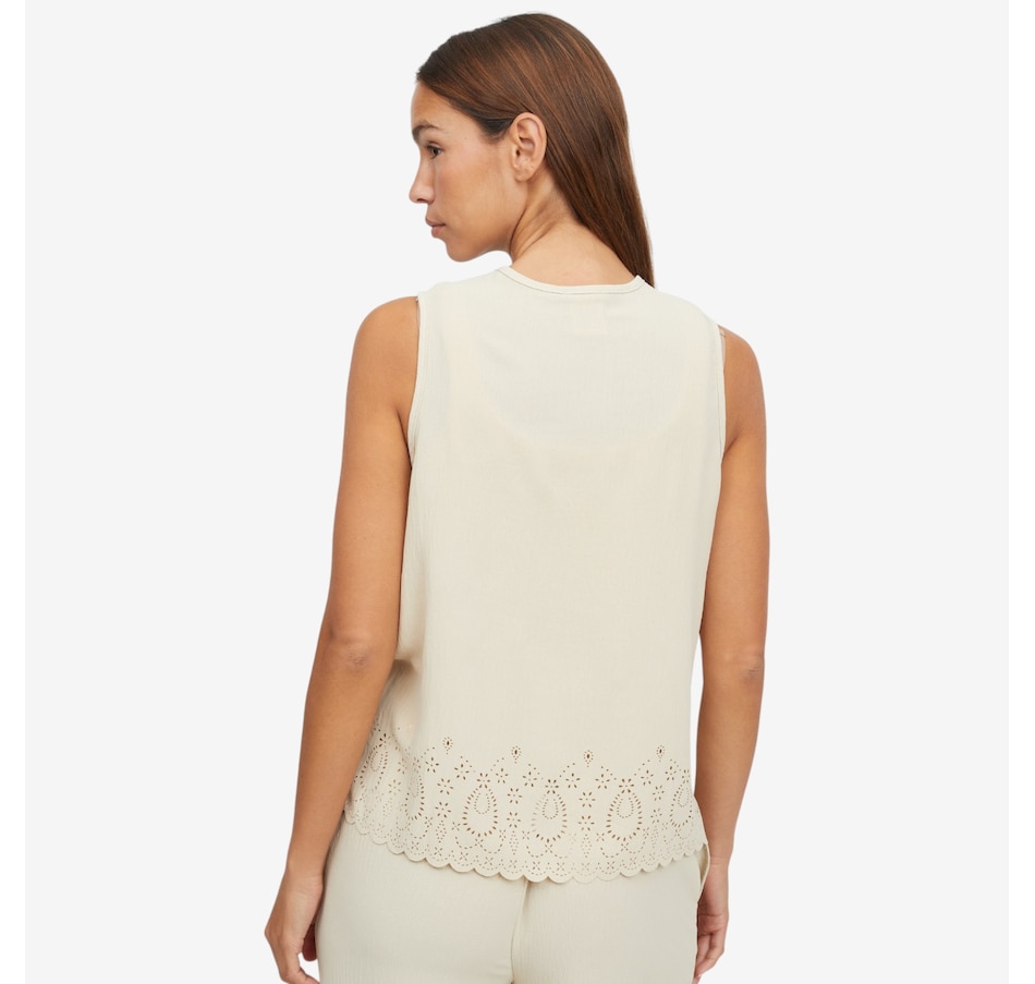 Image 121756_ALTMORE3.jpg, Product 121-756 / Price $49.99, Kim & Co. Crinkle Poplin Front Tie Waistcoat with Eyelet Hem from Kim & Co. on TSC.ca's Fashion department
