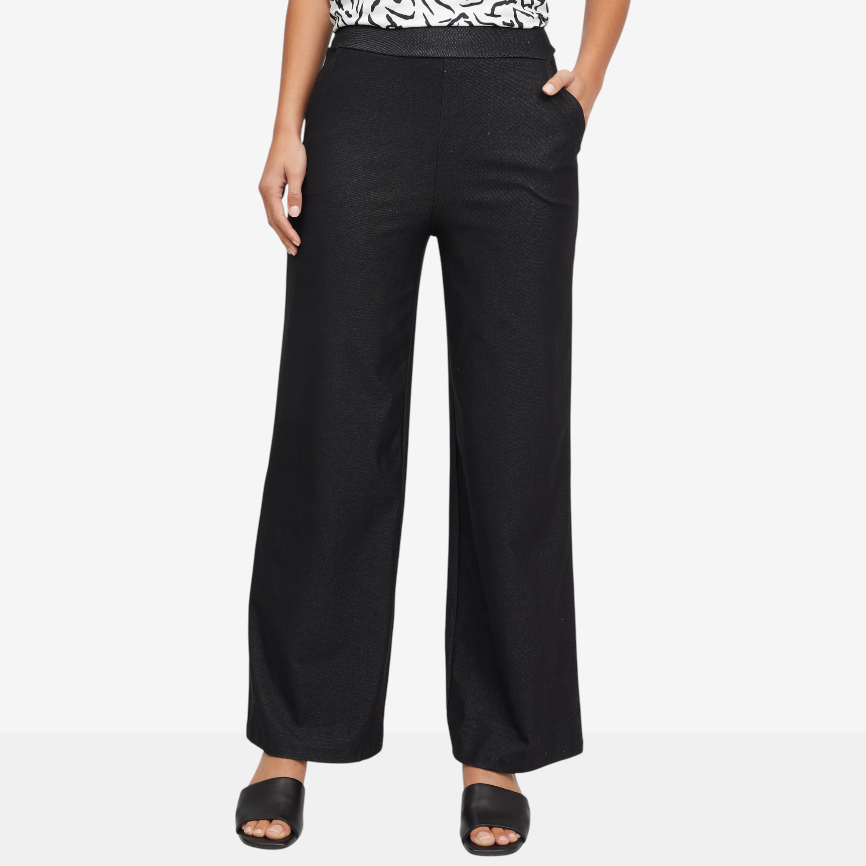 Kim & Co. Deluxe Denim Knit Wide Leg Trouser with Pockets - TSC.ca