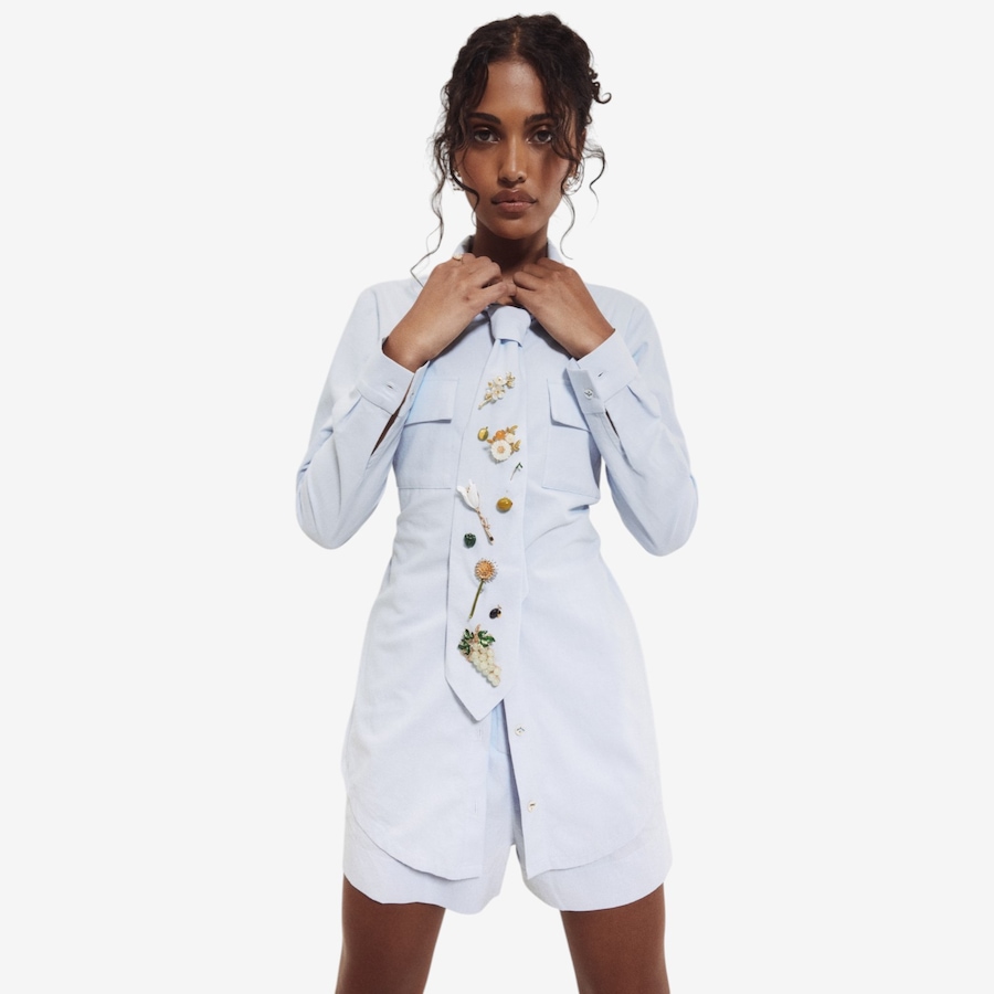 Image 121821_BLU.jpg, Product 121-821 / Price $129.88, Hilary MacMillan Tie Blouse with Pins from Hilary MacMillan on TSC.ca's Fashion department