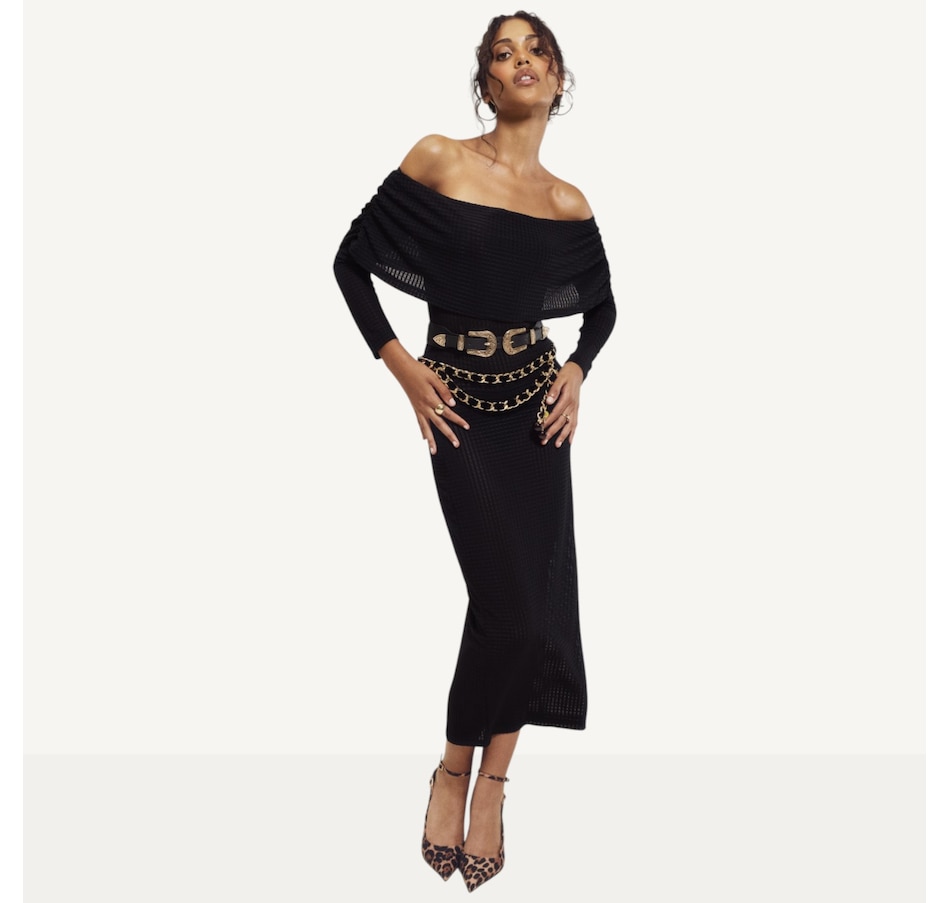 Image 121823_BLK.jpg, Product 121-823 / Price $129.88, Hilary MacMillan Geometric Knit Cowl Neck Dress from Hilary MacMillan on TSC.ca's Fashion department