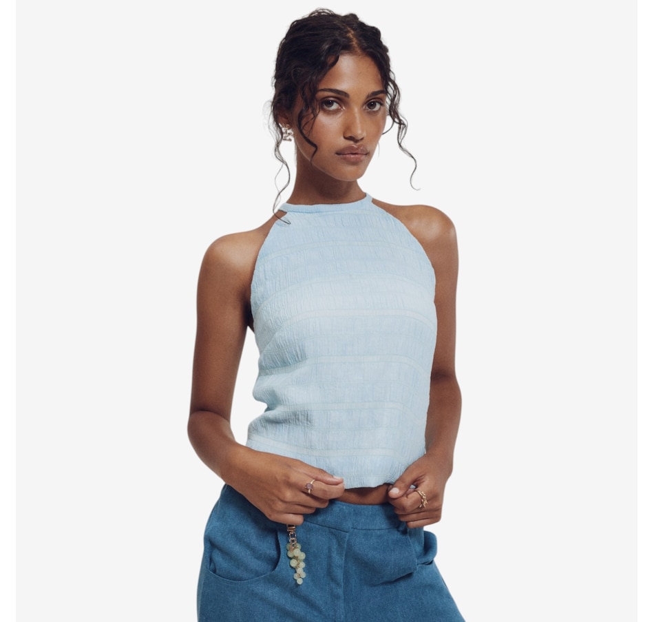 Image 121825_BLU.jpg, Product 121-825 / Price $79.88, Hilary MacMillan Ruched Chiffon Halter Top from Hilary MacMillan on TSC.ca's Fashion department