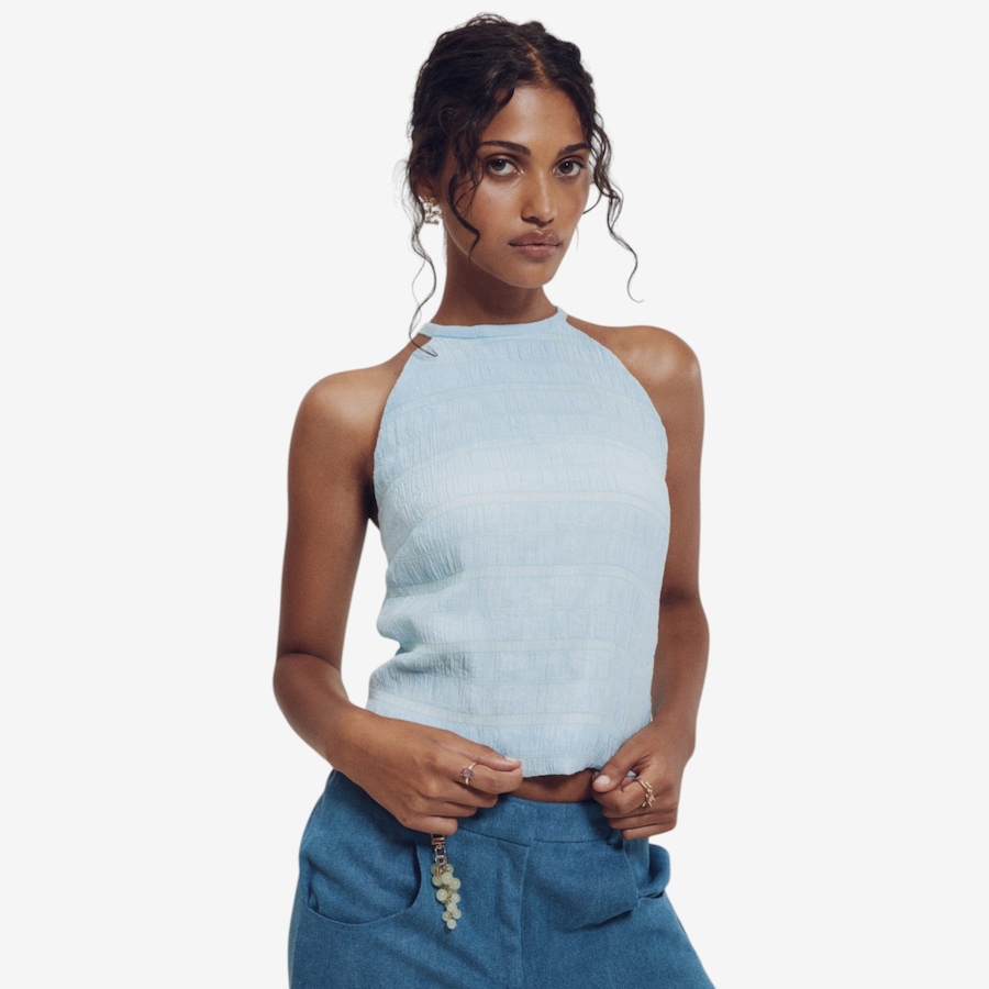 Image 121825_BLU.jpg, Product 121-825 / Price $79.88, Hilary MacMillan Ruched Chiffon Halter Top from Hilary MacMillan on TSC.ca's Fashion department