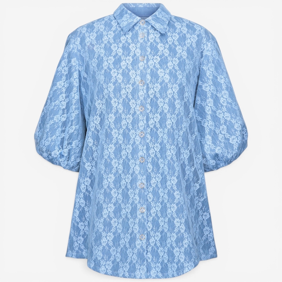 Image 121827_ALTMORE1.jpg, Product 121-827 / Price $129.88, Hilary MacMillan Denim Lace Puff Sleeve Blouse from Hilary MacMillan on TSC.ca's Fashion department