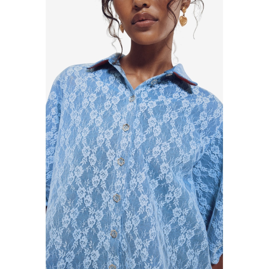 Image 121827_ALTMORE2.jpg, Product 121-827 / Price $129.88, Hilary MacMillan Denim Lace Puff Sleeve Blouse from Hilary MacMillan on TSC.ca's Fashion department