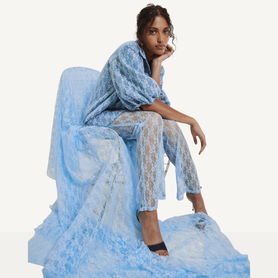 Image 121827_ALTMORE3.jpg, Product 121-827 / Price $129.88, Hilary MacMillan Denim Lace Puff Sleeve Blouse from Hilary MacMillan on TSC.ca's Fashion department