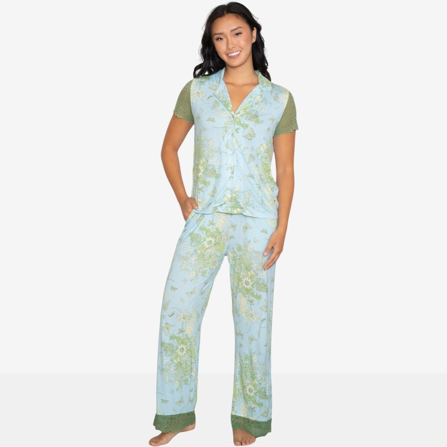 Image 121876_BLF.jpg, Product 121-876 / Price $74.88, Latte Love Lace Short Sleeve Notch Collar and Pant Set from LATTELOVE on TSC.ca's Fashion department