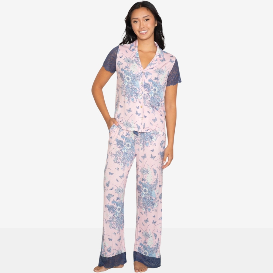 Image 121876_PKF.jpg, Product 121-876 / Price $74.88, Latte Love Lace Short Sleeve Notch Collar and Pant Set from LATTELOVE on TSC.ca's Fashion department