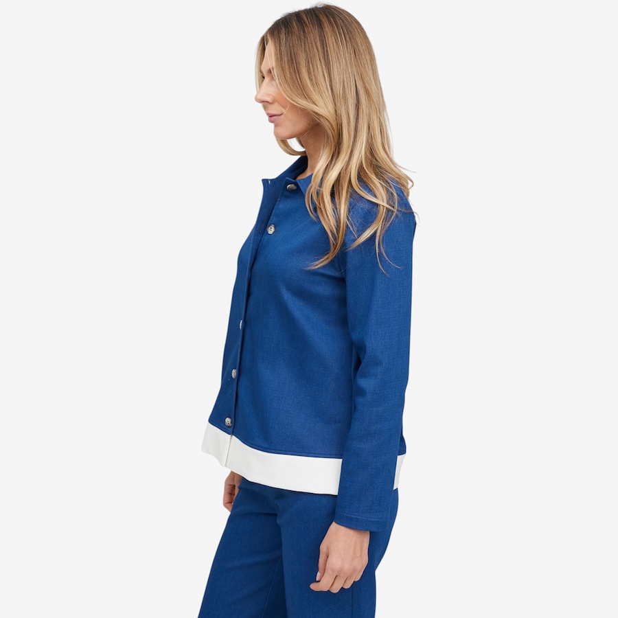 Image 121893_ALTMORE1.jpg, Product 121-893 / Price $129.99, Carrie O Denim Knit Zip Jacket with Contrast Band Detail from Carrie O on TSC.ca's Fashion department