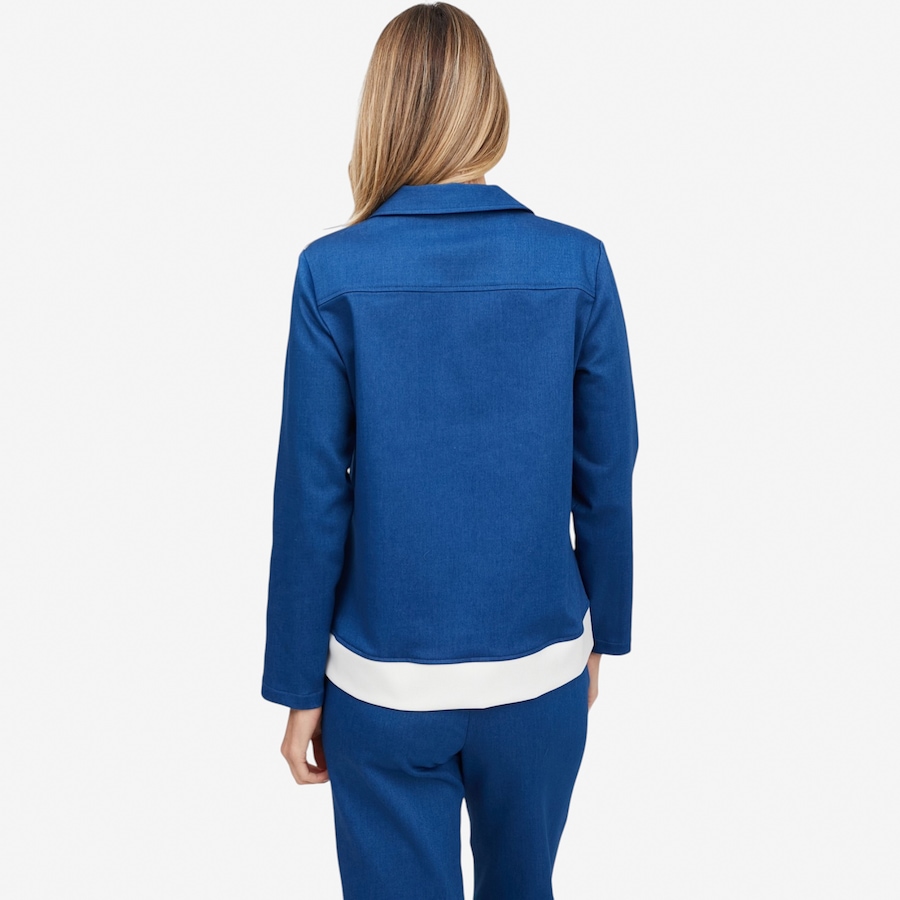 Image 121893_ALTMORE3.jpg, Product 121-893 / Price $129.99, Carrie O Denim Knit Zip Jacket with Contrast Band Detail from Carrie O on TSC.ca's Fashion department