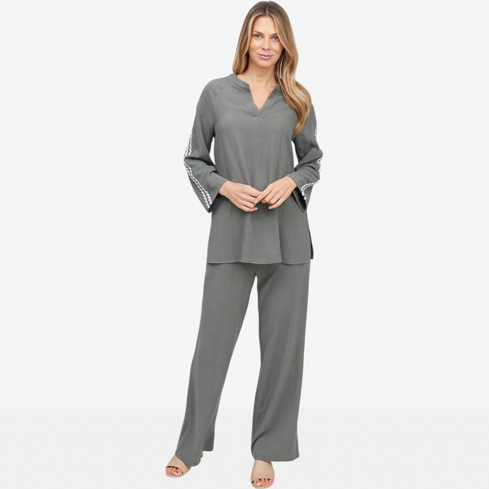 Carrie-O Linen Blend Tunic with Rick Rack Trim - TSC.ca