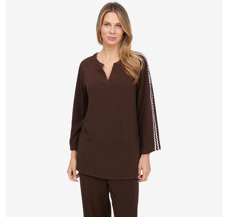 Image 121896_MOC.jpg, Product 121-896 / Price $99.99, Carrie-O Linen Blend Tunic with Rick Rack Trim from Carrie O on TSC.ca's Fashion department