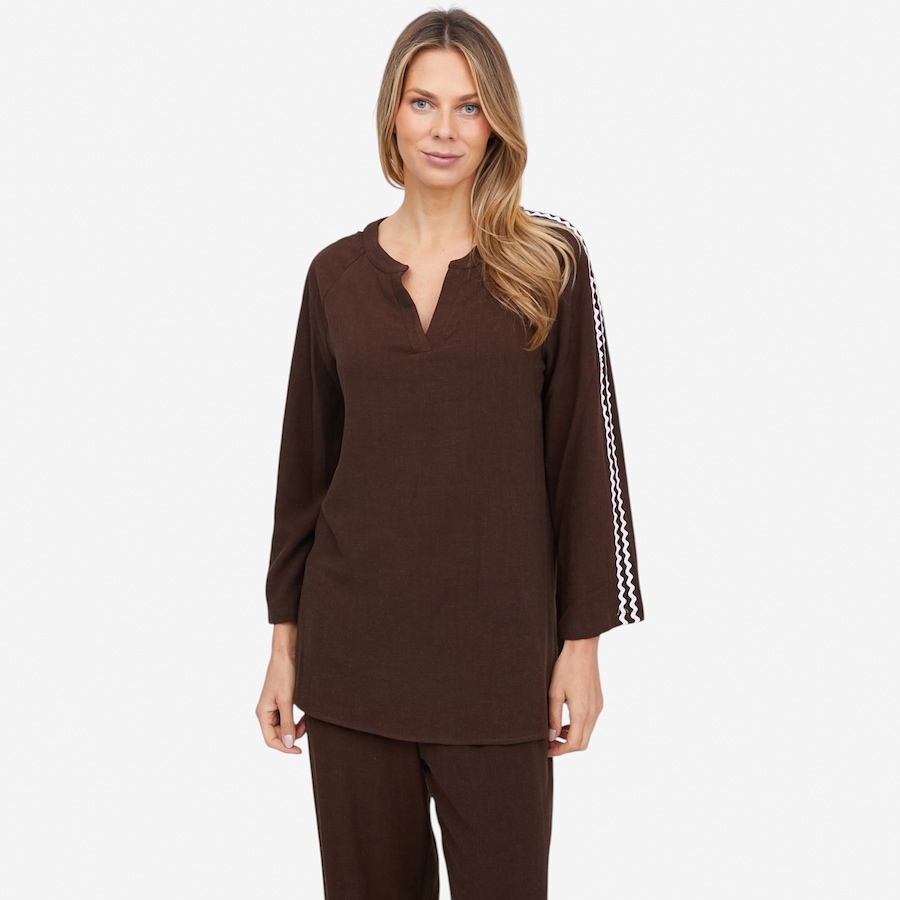 Image 121896_MOC.jpg, Product 121-896 / Price $59.88, Carrie-O Linen Blend Tunic with Rick Rack Trim from Carrie O on TSC.ca's Fashion department