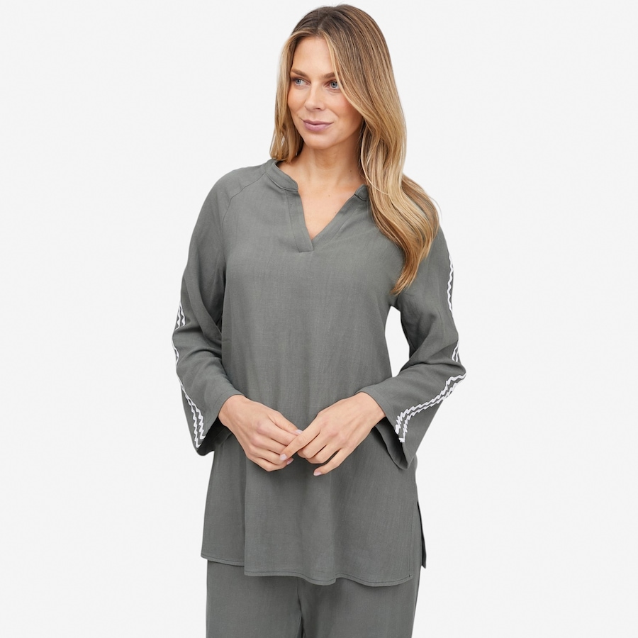 Image 121896_TYM.jpg, Product 121-896 / Price $59.88, Carrie-O Linen Blend Tunic with Rick Rack Trim from Carrie O on TSC.ca's Fashion department