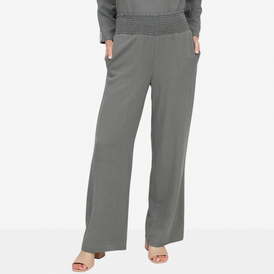 Image 121897_TYM.jpg, Product 121-897 / Price $59.88, Carrie-O Linen Blend Wide Leg Pant with Smocked Waist Detail from Carrie O on TSC.ca's Fashion department