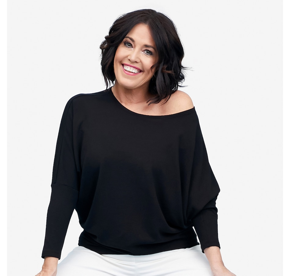 Image 121904_BLK.jpg, Product 121-904 / Price $79.99, Carrie O Stretchy Sweater Knit Boatneck Batwing Top from Carrie O on TSC.ca's Fashion department