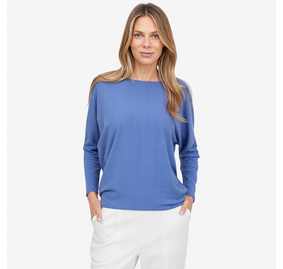 Image 121904_DEECY.jpg, Product 121-904 / Price $79.99, Carrie O Stretchy Sweater Knit Boatneck Batwing Top from Carrie O on TSC.ca's Fashion department