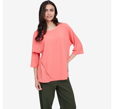 Mr. Max New Soft London Knit Dolman Sleeve Layered Top