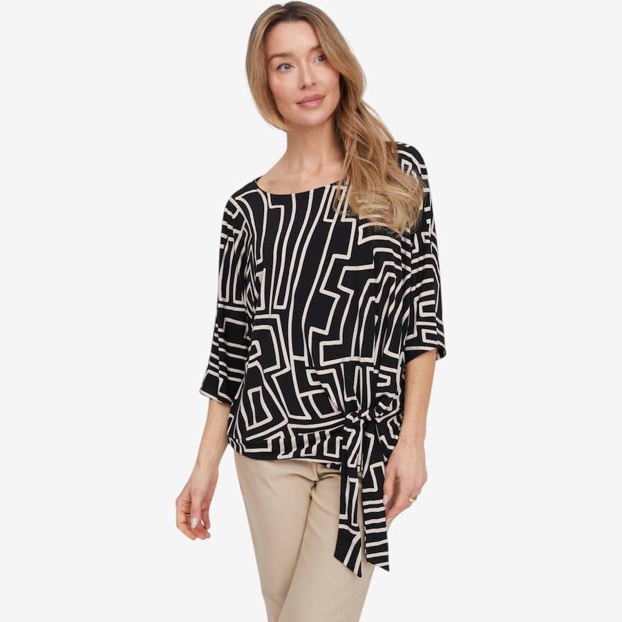 Image 121919_BKD.jpg, Product 121-919 / Price $39.88, Mr. Max Printed Brazil Knit Francesca Tie Front Top from Mr. Max on TSC.ca's Fashion department