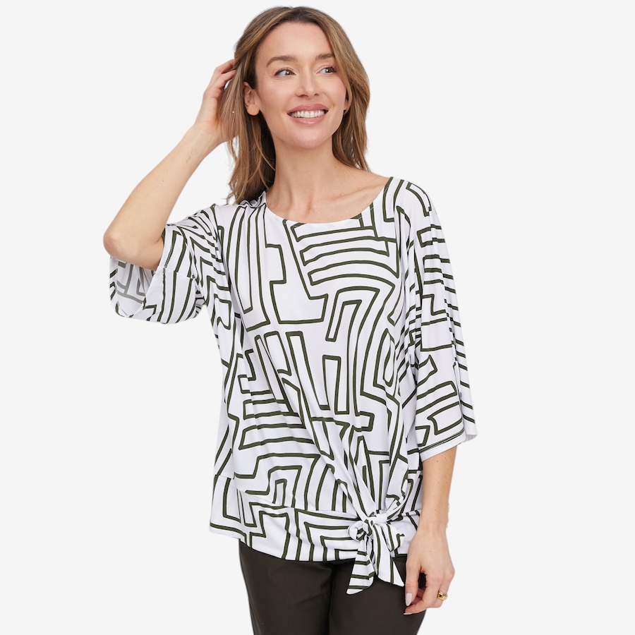 Image 121919_IVOLV.jpg, Product 121-919 / Price $39.88, Mr. Max Printed Brazil Knit Francesca Tie Front Top from Mr. Max on TSC.ca's Fashion department