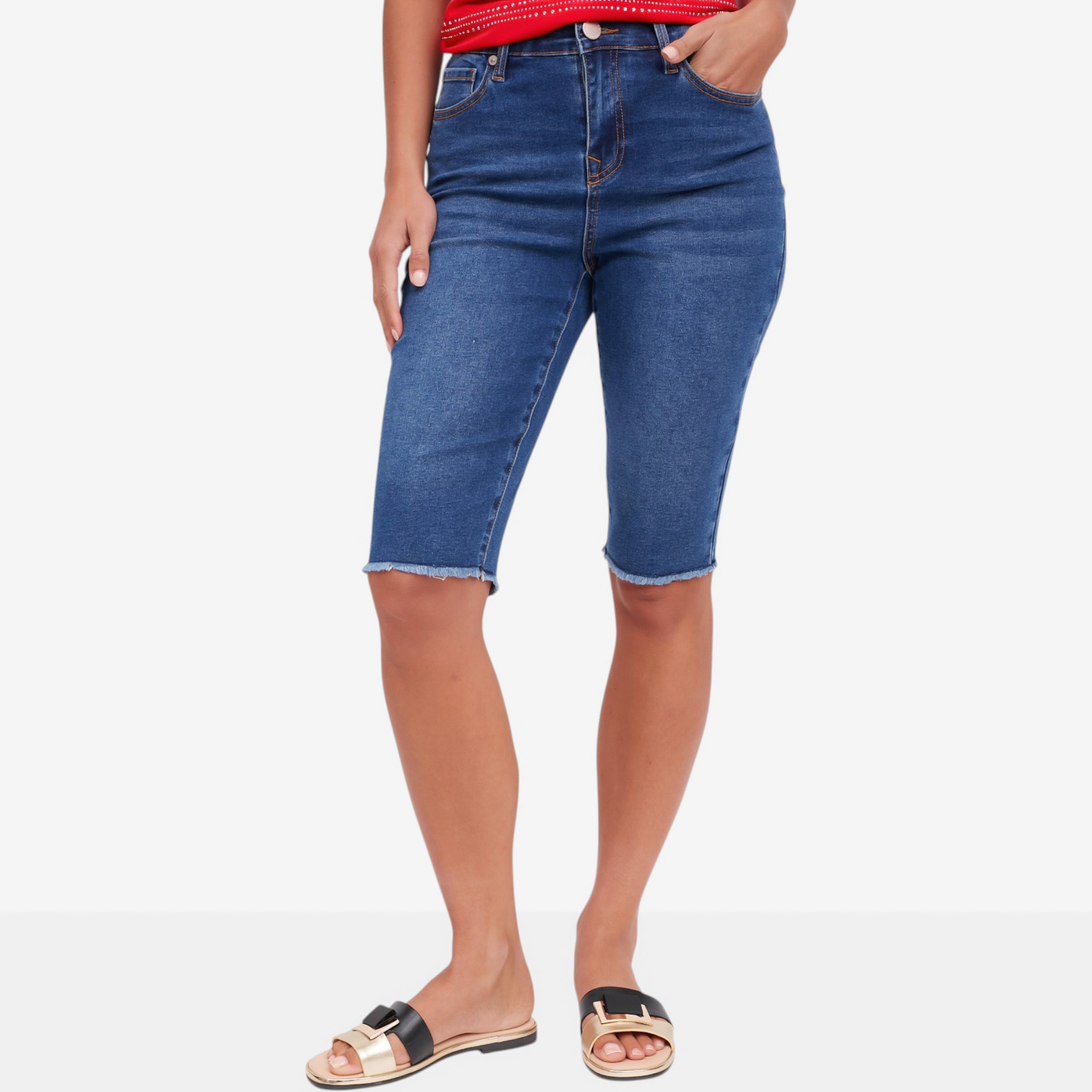 Diane Gilman Legacy Stretch Fray Hem Bermuda Shorts - TSC.ca