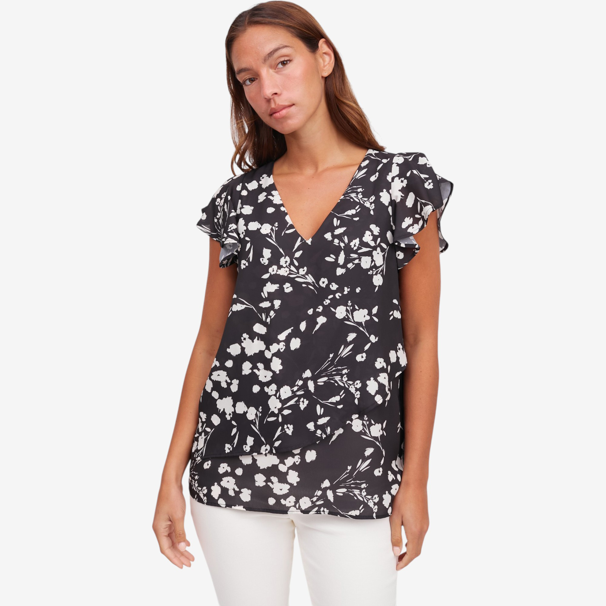 Diane Gilman Flutter Sleeve Asymmetric Easy Top - TSC.ca