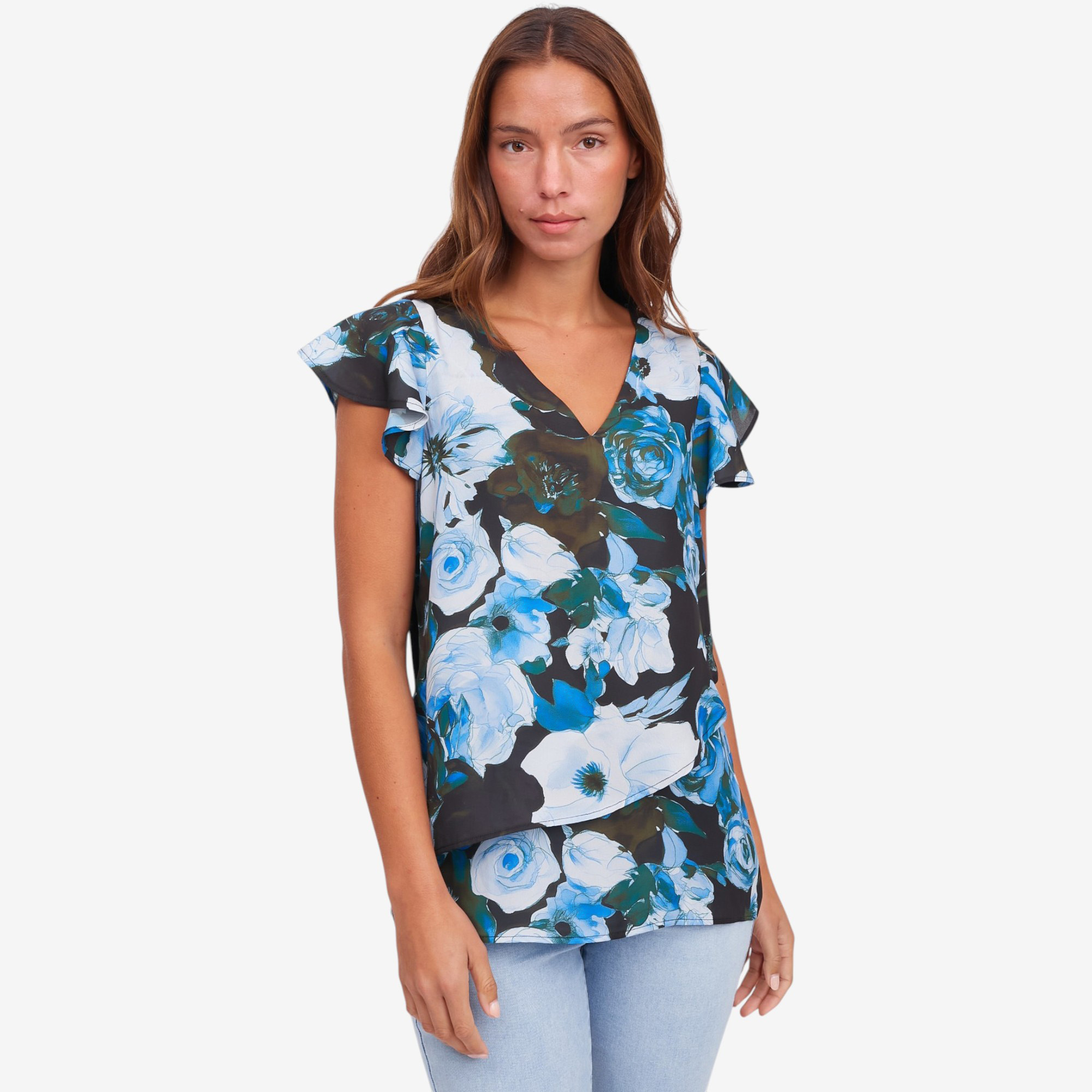 Diane Gilman Flutter Sleeve Asymmetric Easy Top - TSC.ca