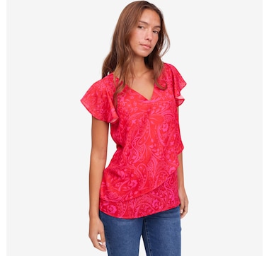 Diane Gilman Flutter Sleeve Asymmetric Easy Top