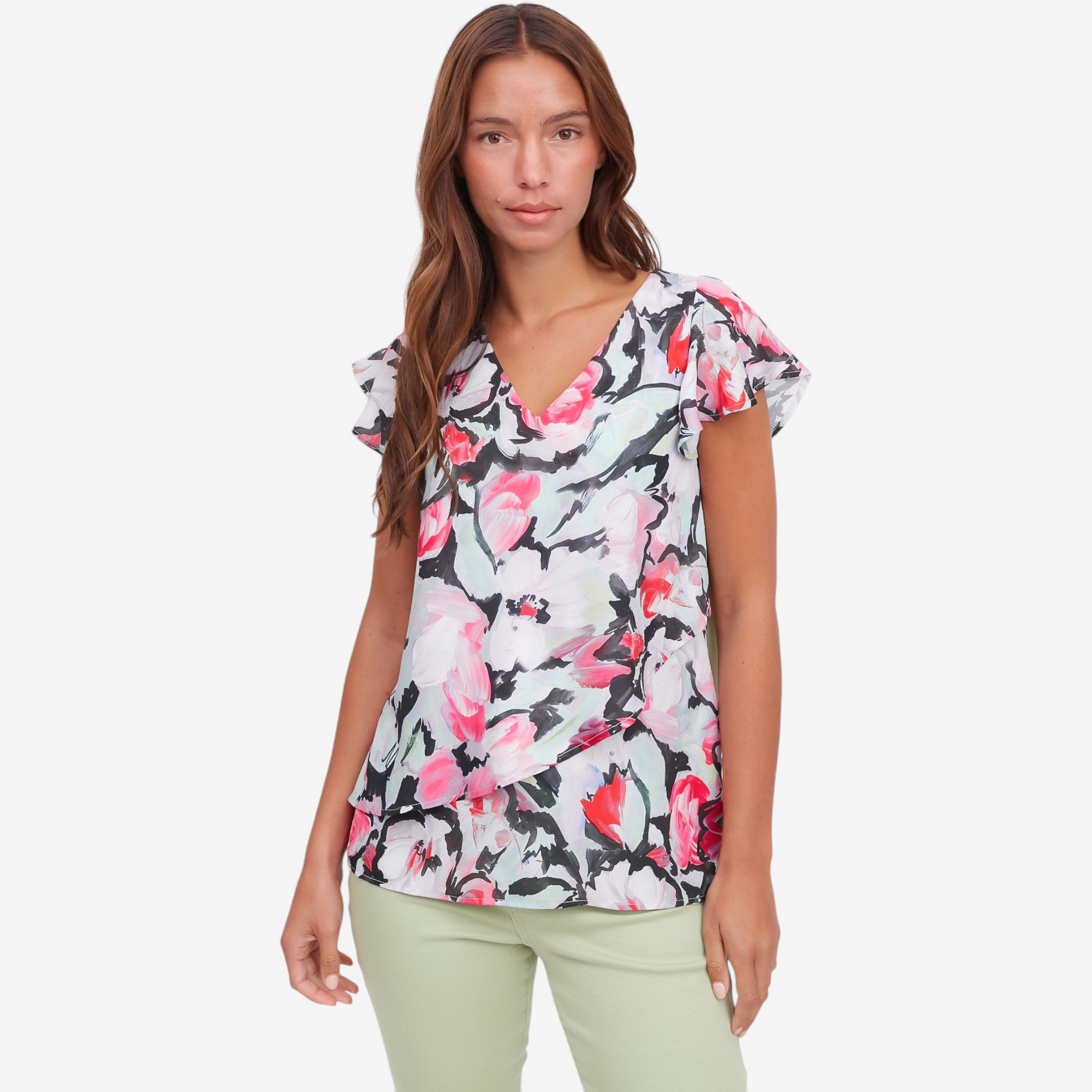 Diane Gilman Flutter Sleeve Asymmetric Easy Top - TSC.ca
