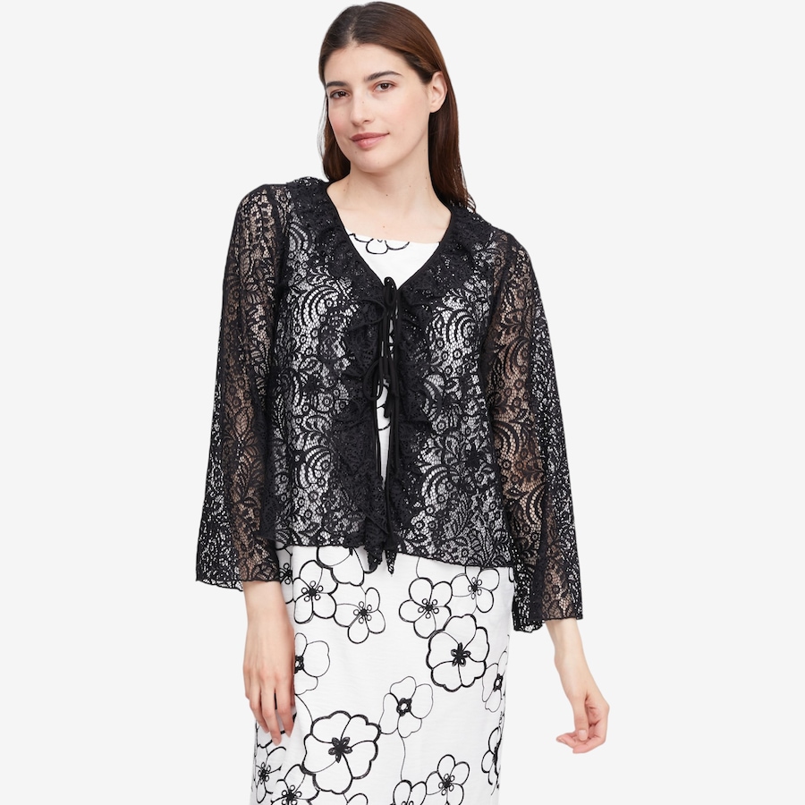 Image 122011_BLK.jpg, Product 122-011 / Price $44.88, Mr. Max Voila Lace Ruffle Cardigan from Mr. Max on TSC.ca's Fashion department