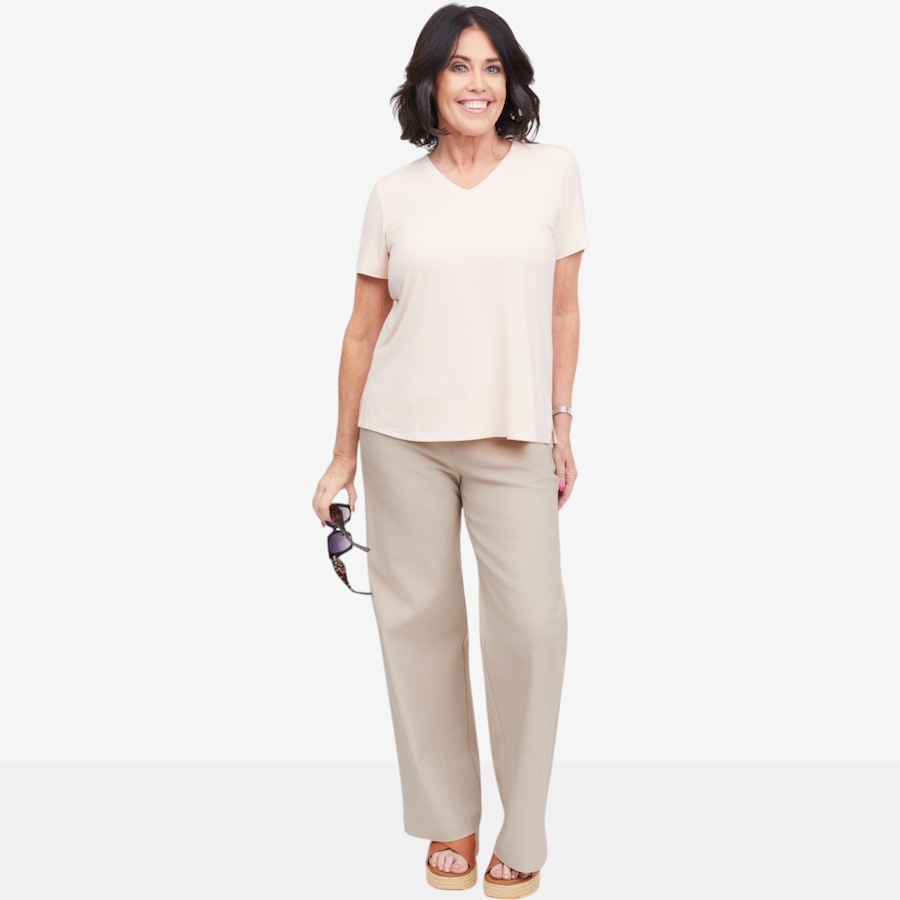 Image 122018_ALTMORE2.jpg, Product 122-018 / Price $64.99, Carrie O Luxe Bamboo Jersey Knit V-Neck Short Sleeve Sharon Top from Carrie O on TSC.ca's Fashion department